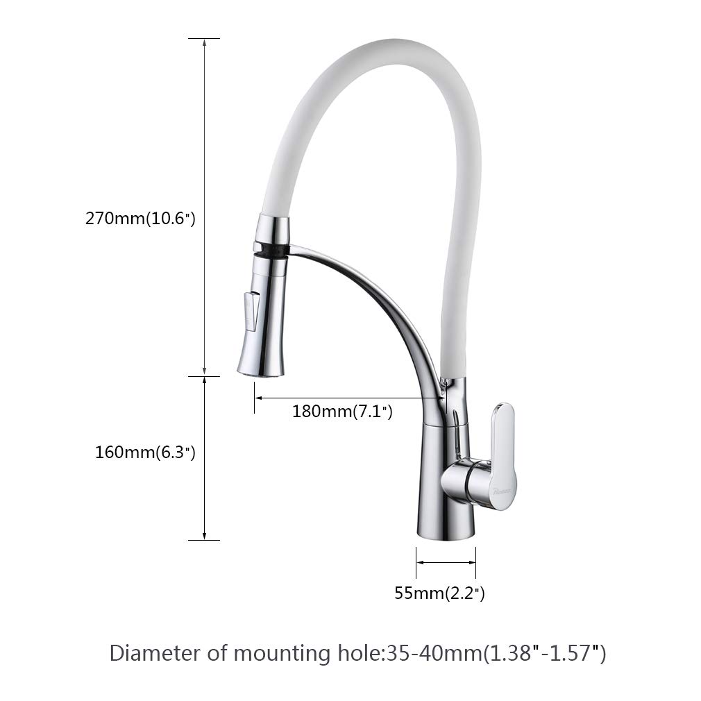 PHASAT Grifo De Cocina Extra iacute ble 2 Funciones Blanco Silicona 360