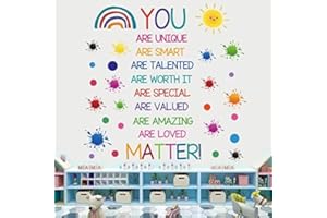CASADECOR Colorful Inspirational Quote Wall Decals Motivational Phrase Wall Decor Sticker Watercolor Paint Splatter Wall Decals Handprint Positive Saying Wall Stickers for Kids Room Decor Playroom School
