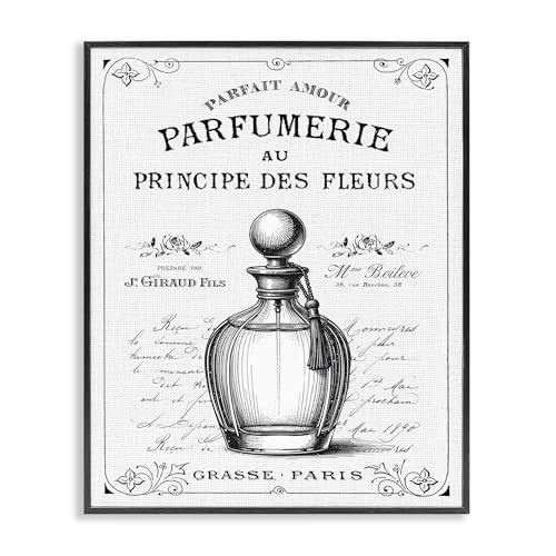 Stupell Industries Vintage French Perfume Black Framed Giclee Art design by Let…