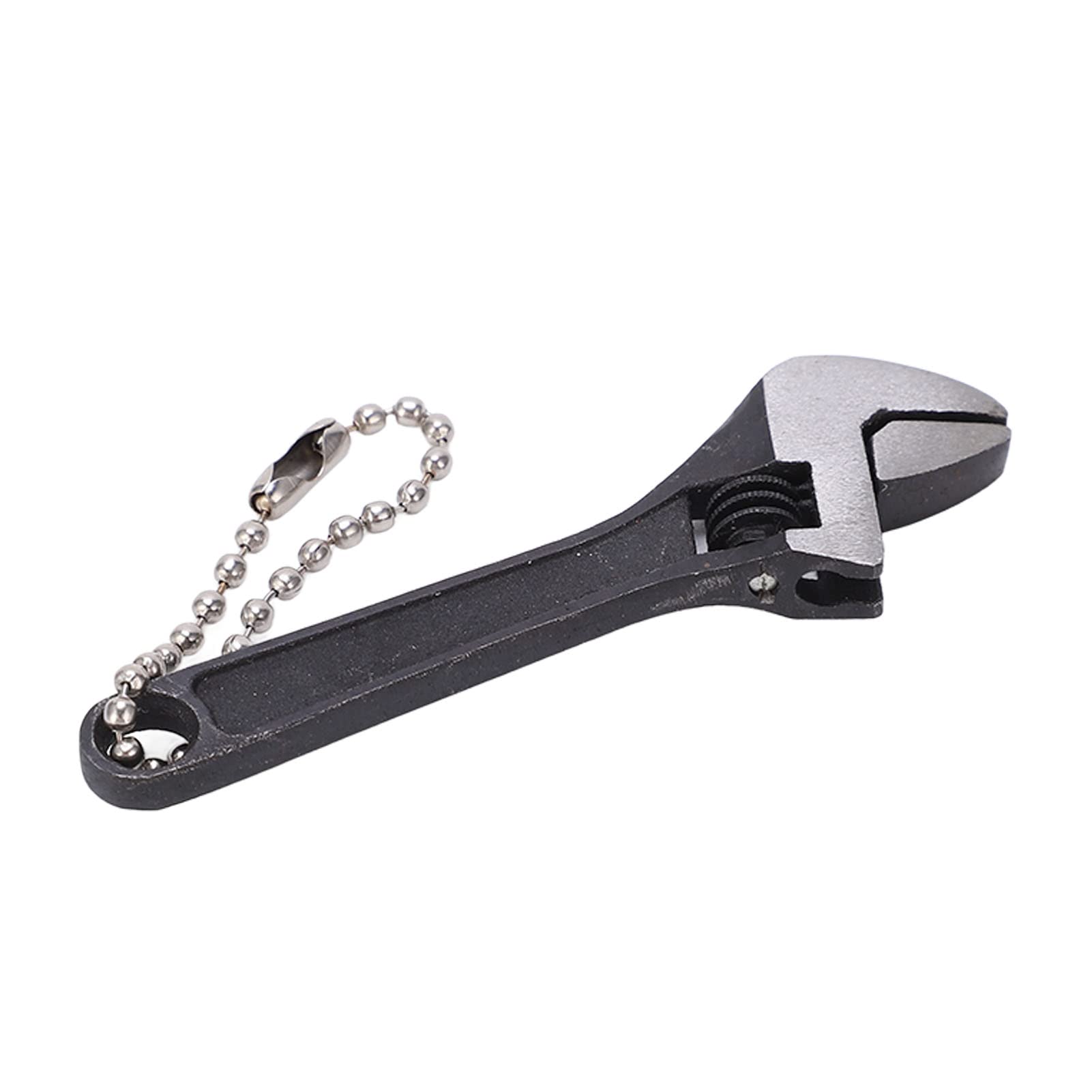 Mini Size Spanner Nut Wrench Tool Jaw Metal Adjustable Tool Wrench Spanner Key Chain Ring Keyring Gift Keychain Wrench (2.5 inch black)