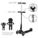 Greentest Scooter Foldable Adjustable Height Easy Turning 3 Wheel Kick Scooter for Kids Boys Girls with Flashing PU Wheels (Black) (Kids)