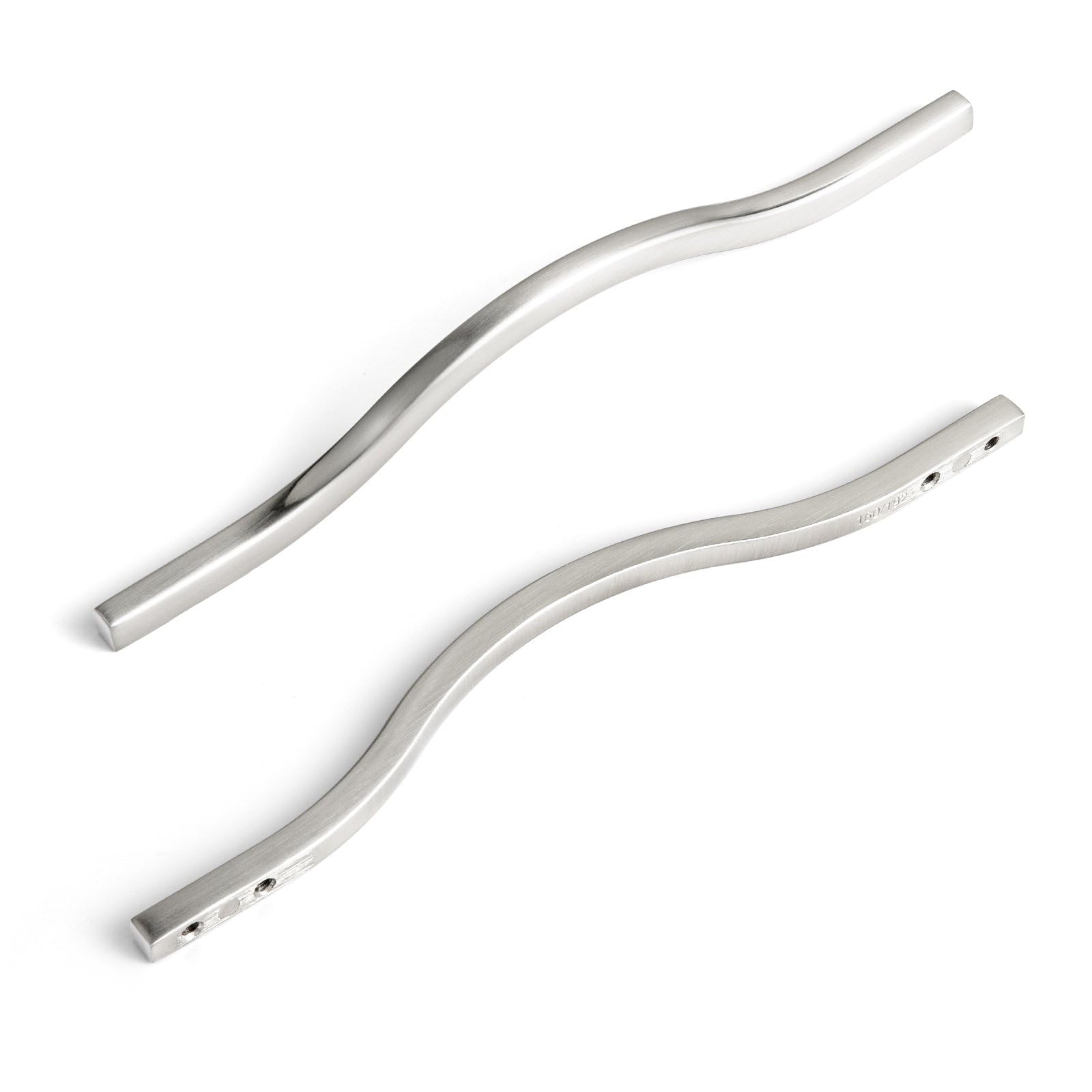 Photo 1 of Goo-Ki Low Profile Satin Nickel Cabinet Pulls, Double Hole Centers (6.3''/7.6'') Zinc Alloy Handle for Drawer Cupboard Wardrobe,6 Packed…