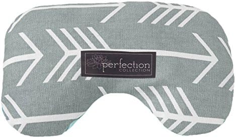 Perfection Collection Migraine Relief Eye Pillow Masks, Flaxseed Filled For Hot and Cold Pain Relief Therapy (Junior, Grey and White Aqua)