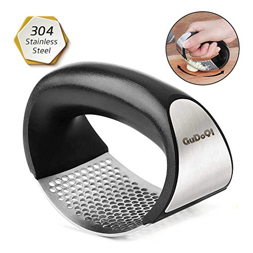 GuDoQi Garlic Press Rocker Stainless Steel Ginger Crusher Squeezer with Ergonomic handle Easy to Clean