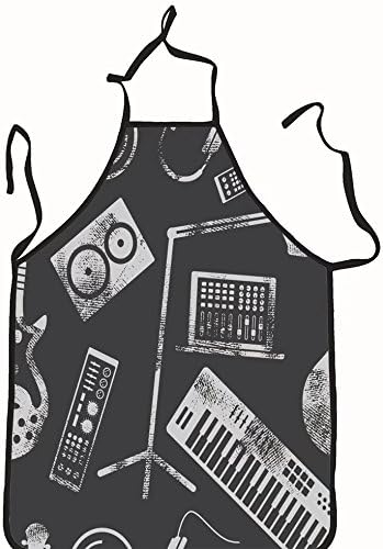 chanrancase tailored apron vector music production seamless pattern spea Children, unisex kitchen apron, adjustable neck for barbecue 17.7x26.6+10.2(neck) INCH