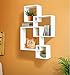 Shelving Solution Intersecting Decorative White Color Wall Shelf, Set of 6, 2 Candles Included