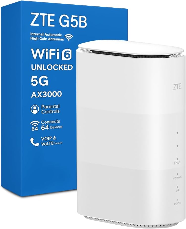 ZTE G5B AX3000 WiFi 6 5G Router with SIM Slot Unlocked UK Plug