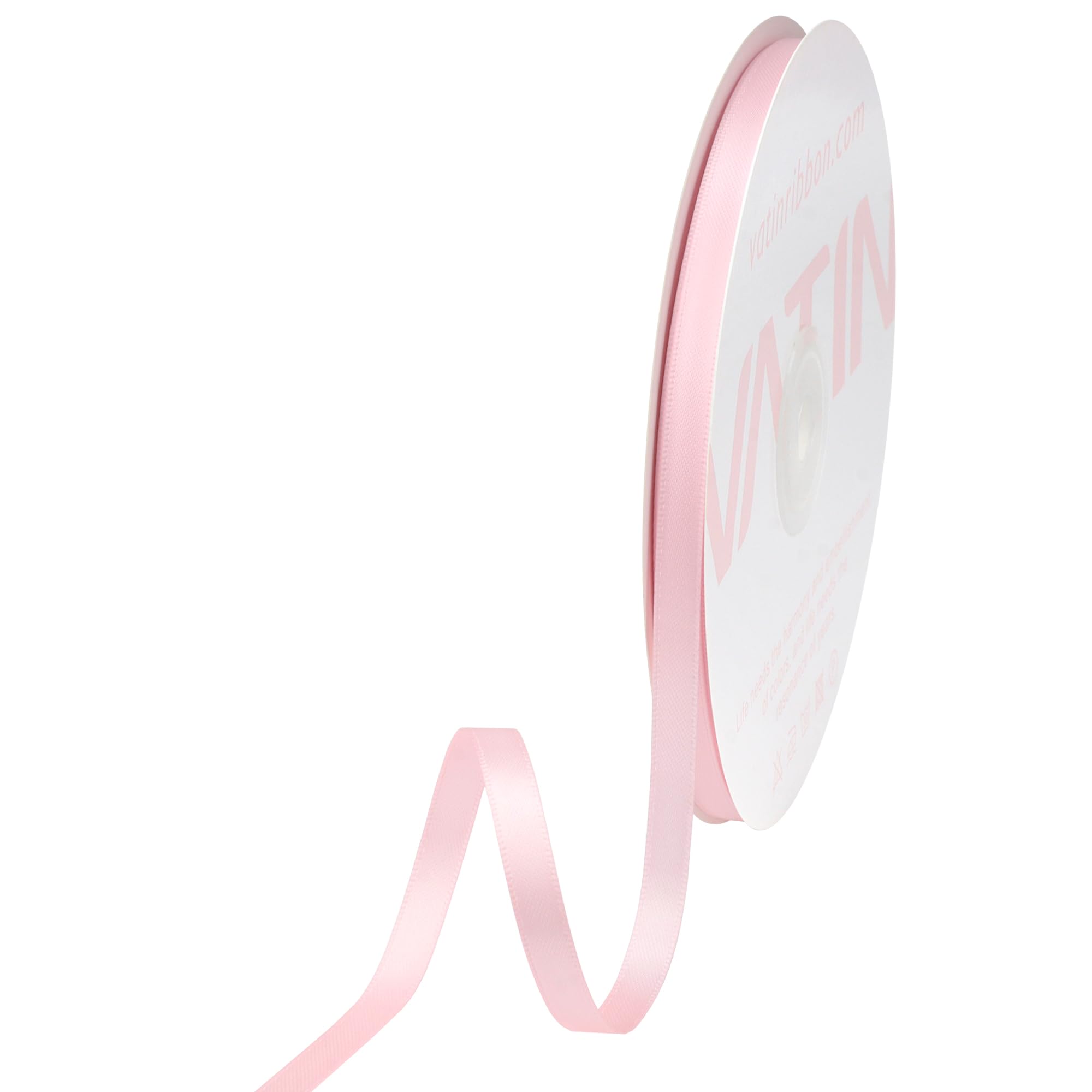 VATIN 6mm inches Double Faced Light Pink/Baby Pink Polyester Satin Ribbon - 45 Metre for Gift Wrapping Ornaments Party Favor Braids Baby Shower Decoration Floral Arrangement Craft Supplies