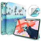 Soke iPad Pro 11 Inch 2018 Case with Pencil Holder, Premium Trifold Case [Strong Protection + Apple Pencil Charging Supported], Auto Sleep/Wake, Soft TPU Back Cover for iPad Pro 11"(Summer Beach)