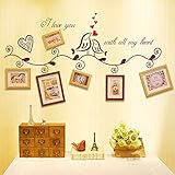 Flowers Butterfly Wall Stickers Cartoon Animals Photo Frames Removable Wall Decals Home Decor PVC Art Mural Baby Boys Girls Kids Bedroom Kitchen Decoration Posters (Birds Lover Photo Frames)