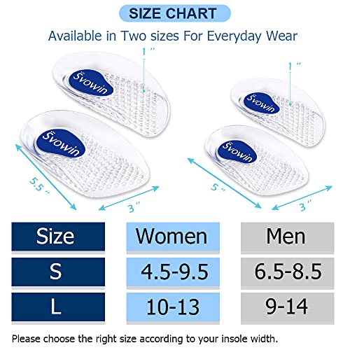 Svowin Plantar Fasciitis Insoles, Fast Relief Orthotic Heel Inserts for Heel Pain and Heel Spurs, Heel Cups for Women Men (Large)