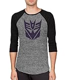 Transformers Decepticon Logo Adult Arctic Gray and Black Baseball Raglan T-shirt
