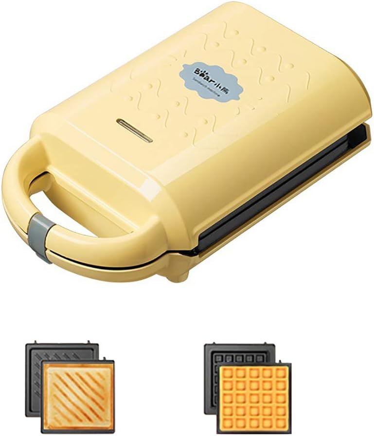 Healthy Breakfast Frisbee Sandwich Machine Mini Waffle Omelet Maker with Easy Clean Non Stick Coating for Lunch Snacks,Beige,4 Baking Trays