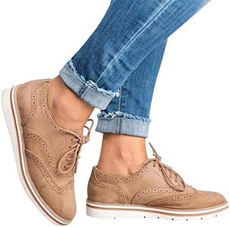 Sports Shoes Women,Hot! Oliviavan Women's Round Toe Solid Color Ankle Flat Suede Casual Lace Up Shoes