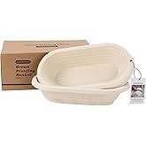 2 x 12inch Pulp Oval Sourdough Banneton Bread Proofing Basket Baking Supply with Linen Liners for Professional and Homemade Artisan Bread