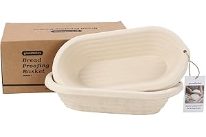 2x 12inch Oval Pulp Bread Proofing Basket Sourdough Banneton Bortform with Linen Liners For Professional and Homemade Bread B