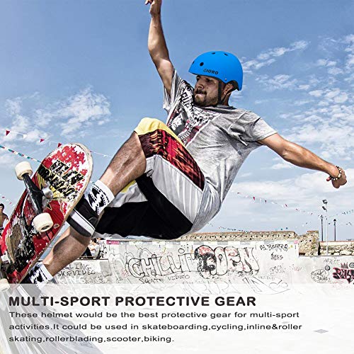 GIORO Skateboard Helmet Impact Resistance Safe Helmet with Ventilation Multi Sport for BMX Bike Skate& Scooter,Dual Certified CPSC Adult &Kids Adjustable Dial Helmet-Multiple Colors&Sizes (Blue, L)