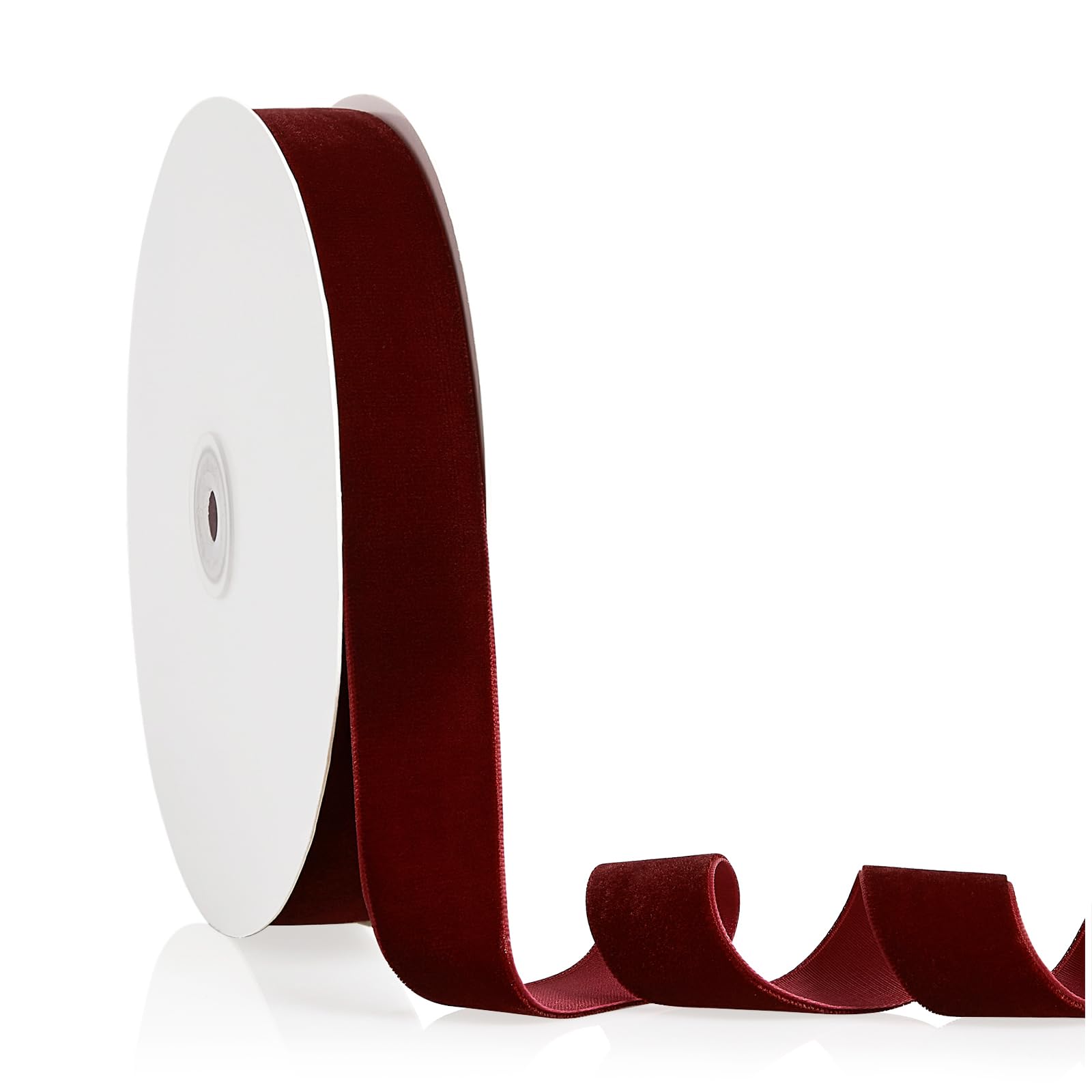 Photo 1 of 1" X 20 Yards Burgundy Velvet Ribbon for Christmas Tree Wreath Decoration Handmade Crafts Ornaments Gift Wrapping & Bow Making