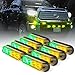 Xprite Amber Yellow & Green 4 LED 4 Watt Emergency Vehicle Waterproof Surface Mount Deck Dash Grille Strobe Light Warning Police Light Head with Clear Lens - 8 Pack
