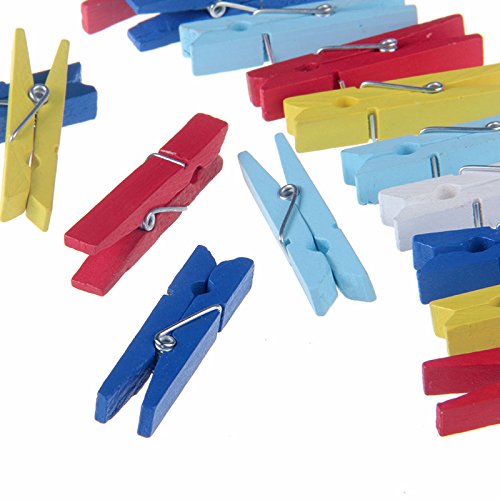 Etmact 2 3/8 inch Wood Craft Spring Clothespins Assorted Colors - Pack of 50 - Thumbnail 3