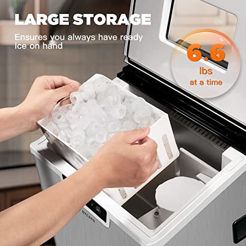SYCEES 2in1 Countertop Ice Maker & Shaver Machine, 18 Cubes in 11