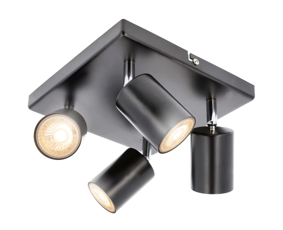 CGC Lighting Modern Contemporary Design Adjustable Heads GU10 Ceiling Spot Lights (Black, Four Square)