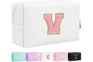 Makeup Bag for Women,Personalized Lettered Embroidered Zippered Cosmetic Bag,Travel Makeup Bag Portable Waterproof Cosmetic T