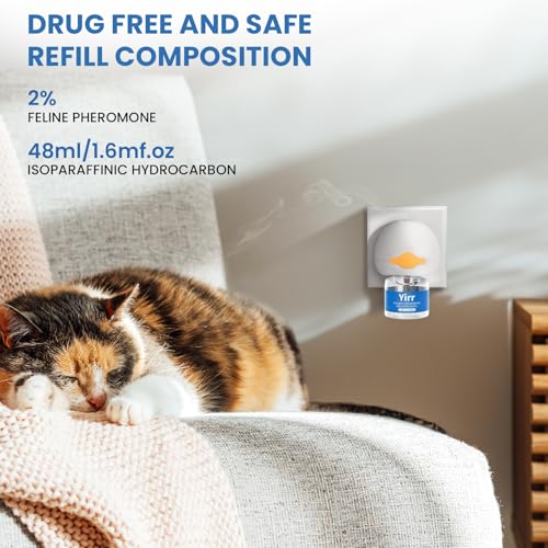 Mikccer 120 Days Cat Calming Plug-in, 6-in-1 Natural Pheromone Diffuser Kit, Effective Relaxants & Anxiety Relief for Cats to Relieve Stress, Fighting & Scratching, 2 Diffusers 4 Refills(48ml)