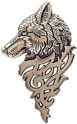 Fuleewoo Class Men Fashion Suit Collar Badge Pin Punk Lapel Wolf Brooch