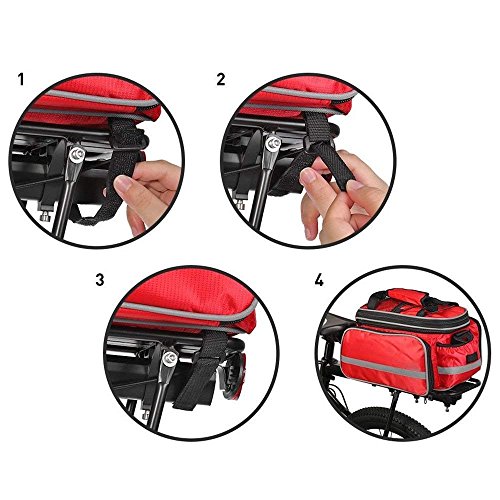 HSTYAIG Bicycle Pannier Outdoor Waterproof Multi- Function Portable Bicycle Pack Bike Pannier Rack Panniers Rear Seat Trunk Bag (Red) - Thumbnail 3