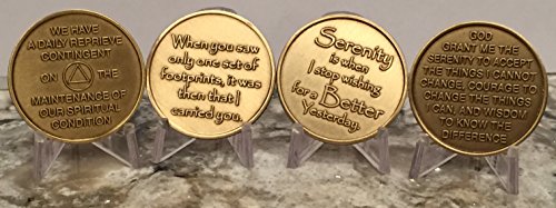 Set of 4 Medallions Chips Footprints Gods Will Came To Believe Serenity Better Yesterday