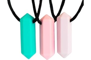 TILCARE CHEW CHEW Crayon Sensory Necklace Set – Best for Autism, Biting and Teething Kids – Perfectly Textured Silicone Chewy Toy - Chewing Pendant for Boys & Girls, Chew Necklaces - Pixie