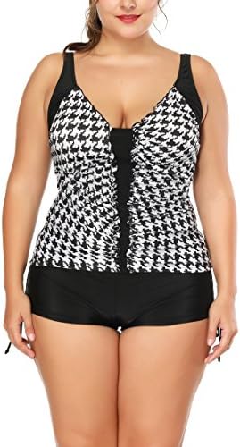 Floral Houndstooth Printed Pretty Vintage Tribal Boho Summer Two Pieces Swimsuit