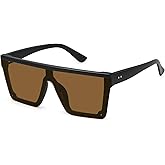 STORYCOAST Square Sunglasses for Women Men Fashion Big Frame Flat Top Sun Glasses Mirror Lens