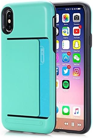 Phocas Minimalist Hard Back Case Wallet, Card-Holder Designed for iPhone X/iPhone 10 (Seafoam)