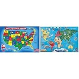 Product Bundle Melissa & Doug USA and World Map Floor Puzzle Bundle Book