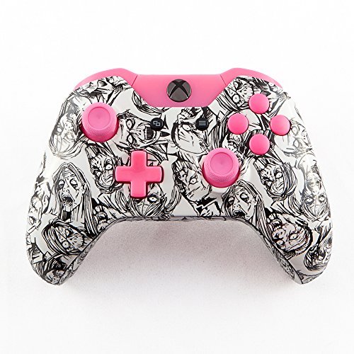 White Zombie with Pink Xbox One Controller Parts Kit White Zombie with Pink Xbox One Controller Parts Kit