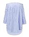 ZANZEA Womens Off Shoulder Summer Blouse Tunic Tops 3/4 Long Sleeve Tie Knot Ladies T-Shirts 01-Blue Stripe Small