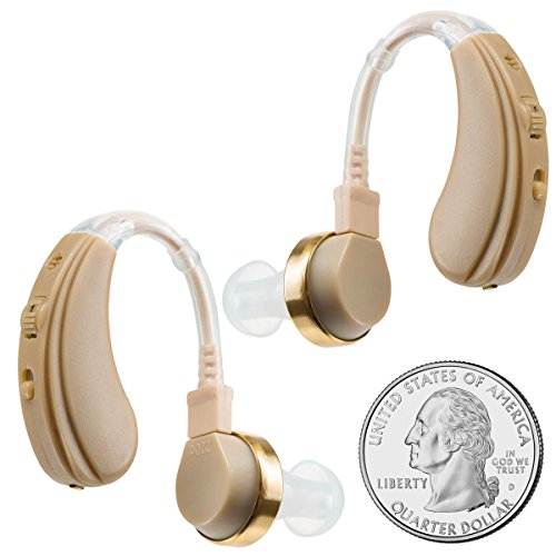 Digital Hearing Amplifier - Rechargeable Behind the Ear Personal Hearing Enhancement Sound Amplifier Pair, BTE Digital Hearing Amplifier with USB Charging Dock by MEDca