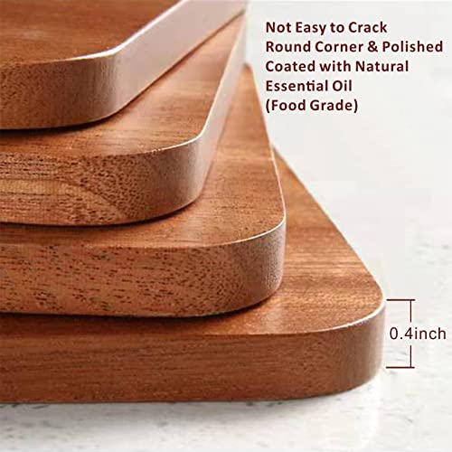 Wood Trivet, 4PCS Set Hot Pot Holder, Wood Sapele Trivets for Hot Dishes, Trivets for Hot Pot and Pans, Hot Pads for Kitchen, Heat Resistant Mat for Hot Dishes, Cup, Pot, Bowl and Teapot