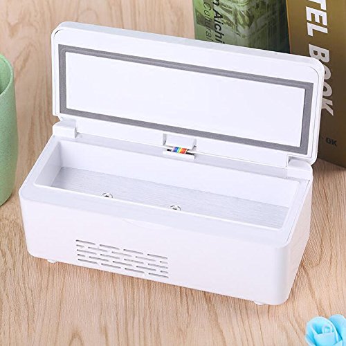 Click Here to See More Images Portable insulin refrigerated box, Small refrigerator freezer portable mini rechargeable smart cooling box portable mini fridge cooler & warmer-White