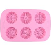 Vctitil Mooncake Making Mould 6-Slot Round Mould Tray Silica Gel Muffin Cupcake Chocolate Baking Food