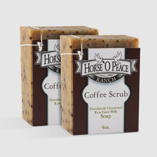 Handmade Herbal 100% Raw Goat Milk Coffee Scrub Soap (2 Pack - 4.5oz./Bar)