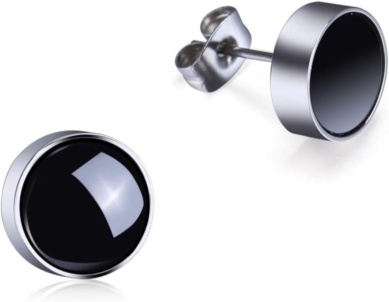 Stud Earrings, Pure Titanium hypoallergenic Earring with Ceramic Inlay for Women, Men, Teen Girls, Boys | Sensitive Ears ( Including Titanium Earring Backs)