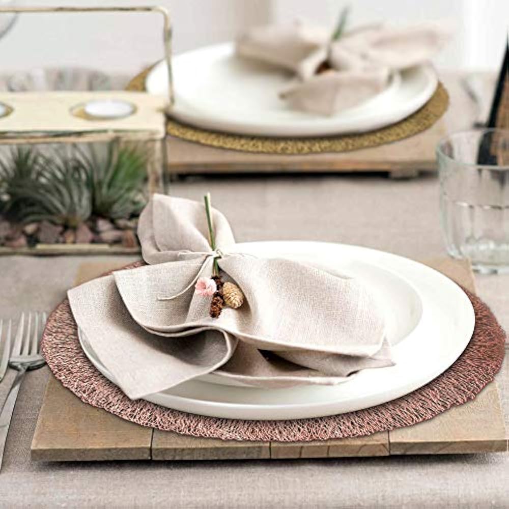 Round Placemats For Dining Table Set Of 10 Circle With Woven Metallic