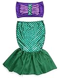 2pcs Baby Girls Kids Little Mermaid Tails Costume Swimwear Bikinis Swimsuit Bathing Outfits Dress (5-6 Years, Green)