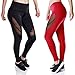 Workout Leggings High Waist Black Mesh Capri Yoga Pants with Pocket for Women