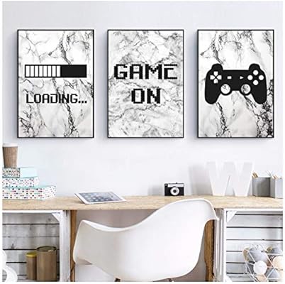 Canvas Painting Printed Pictures Wall Artwork Gaming Progress Bar Marble Home Decor Poster Playroom 30x40cmx3 No Frame Buy Online At Best Price In Uae Amazon Ae