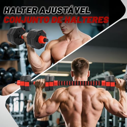 Halteres 10kg, Alteres para Musculação, Halteres 6 em 1 Alteres para Musculação, 10KG Kit com Kettlebell, Halter, Kit Alteres, Pesos para Exercícios em Casa