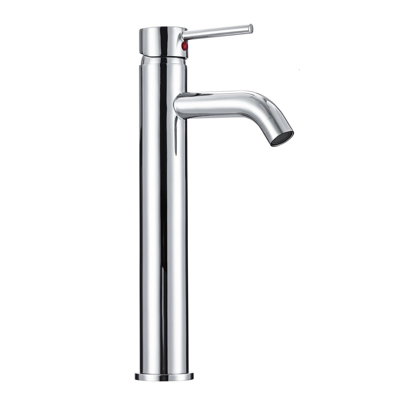 Hapilife Basin Taps Tall Single Lever Chrome Bathroom Sink Basin Mixer Tap High Rise Countertop Tap, Mono Stainless Steel Round Sink Faucet with Hot and Cold Hoses